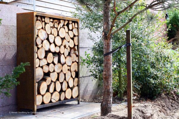 Corten steel wood storage