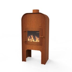 Corten steel outdoor fireplace