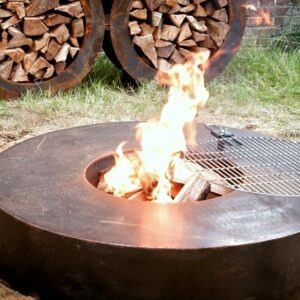 Corten steel round fire table
