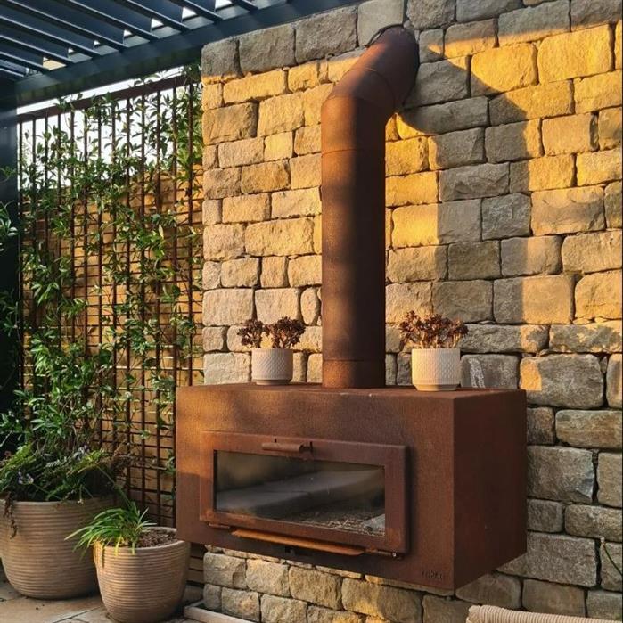 Corten steel outdoor fireplace Mel
