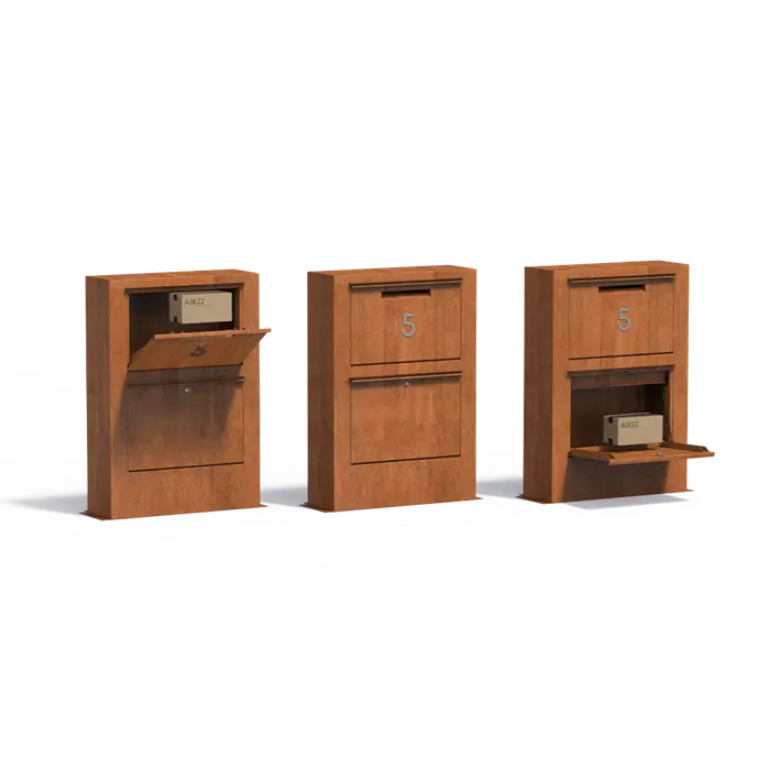 Cortenstaal pakketbrievenbus Paca