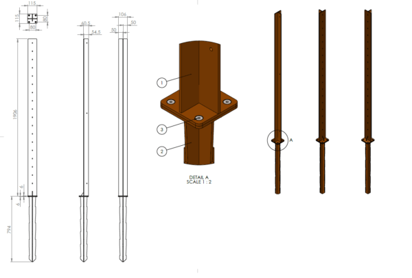 Corten steel pole