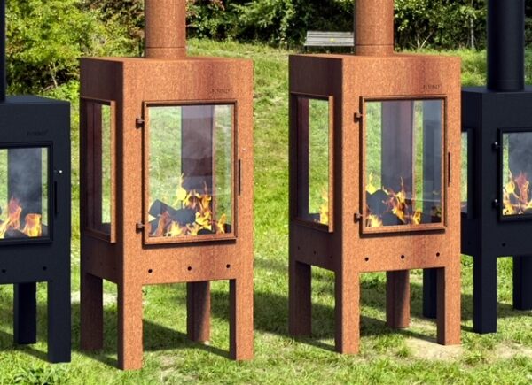 Corten steel outdoor fireplace Digna