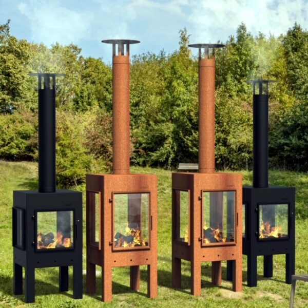 Corten steel outdoor fireplace Digna
