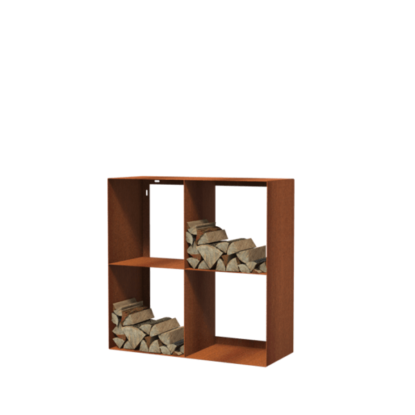 Corten steel wood storage square