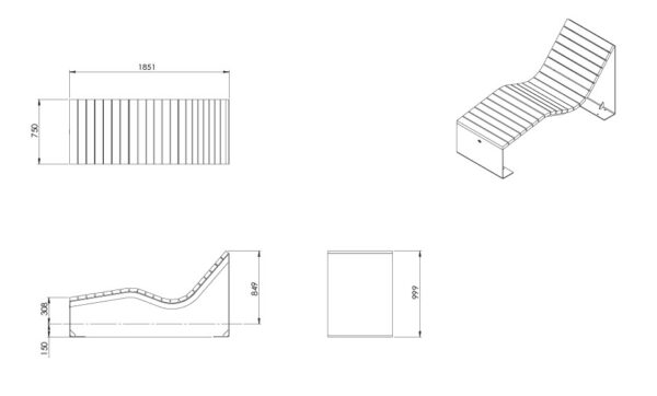 Corten steel garden bench MIO