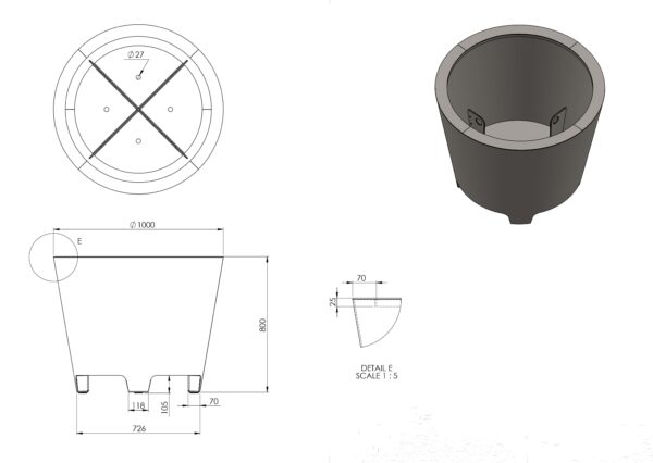 aluminum planter Nora