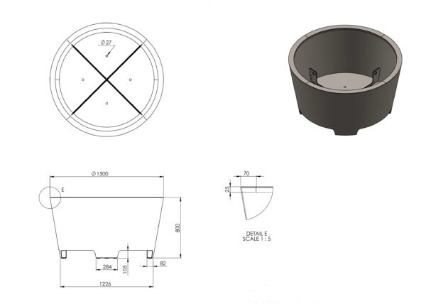 aluminum planter Nora