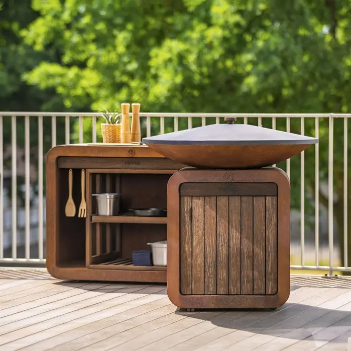 Gasgrill med plancharing